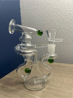 Handmade Clear Sturdy Glass water Piece with curved tubing